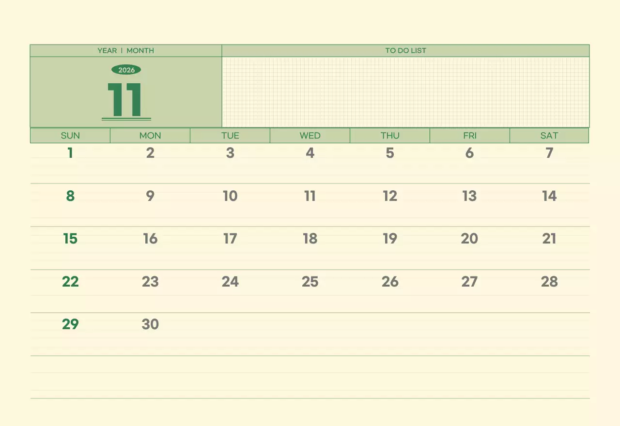 초록색과 연노랑색의 수능 디데이 메모장 컨셉 벽걸이 달력