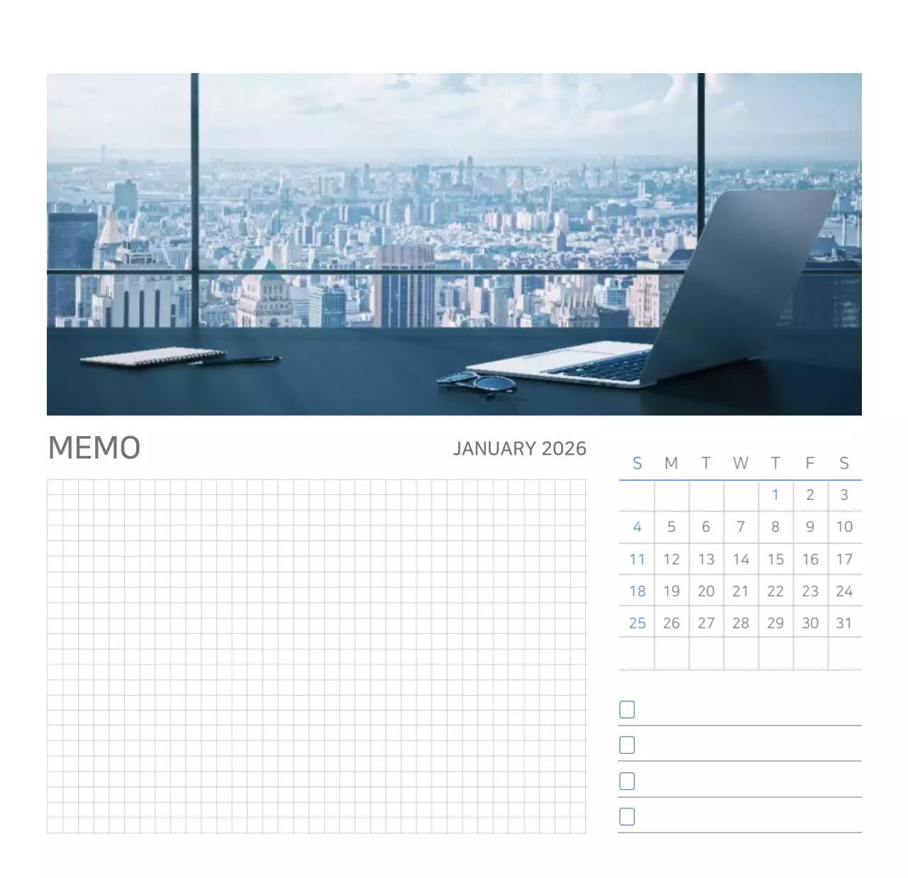 화이트톤 깔끔한 기업용 탁상달력