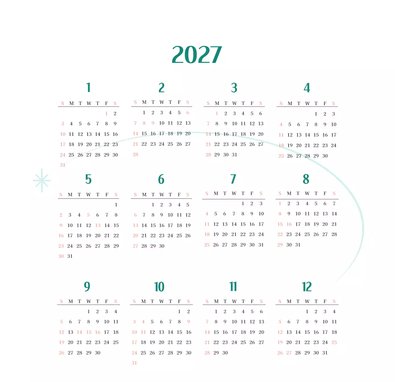 녹색 사진 프레임의 병원 달력