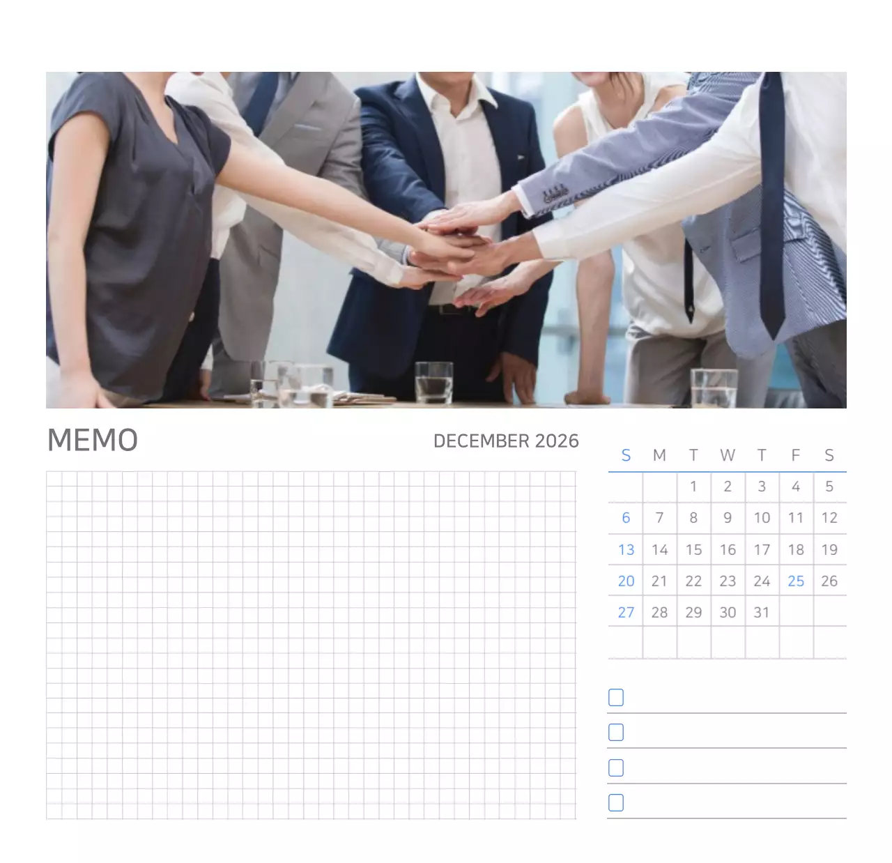 화이트톤 깔끔한 기업용 탁상달력