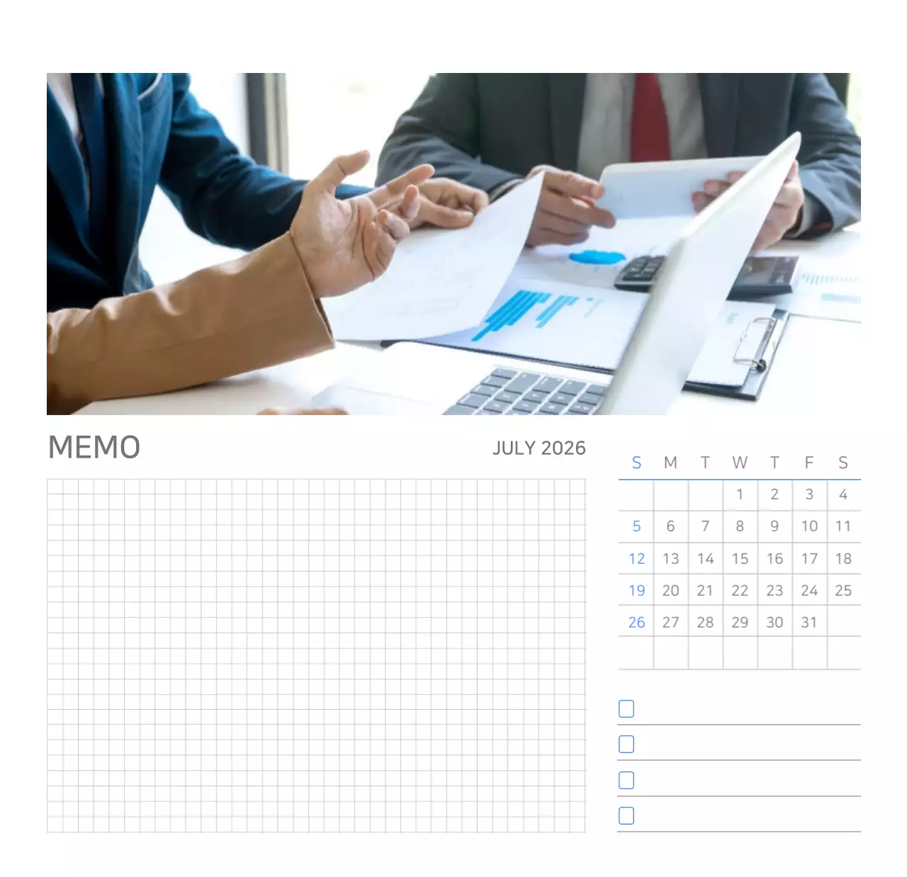 화이트톤 깔끔한 기업용 탁상달력