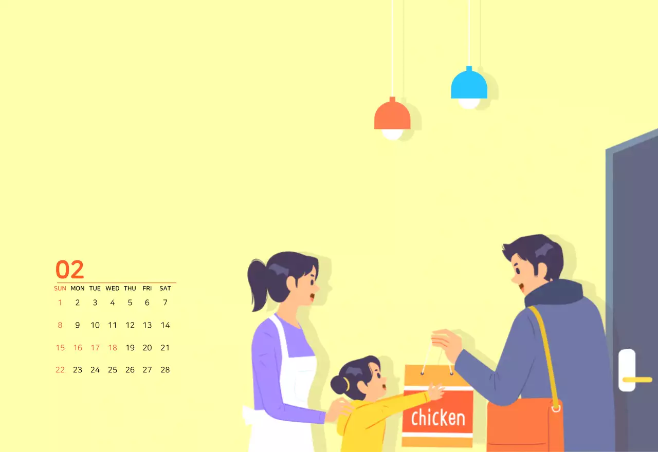 다양한 컬러의 가족 일러스트 컨셉 