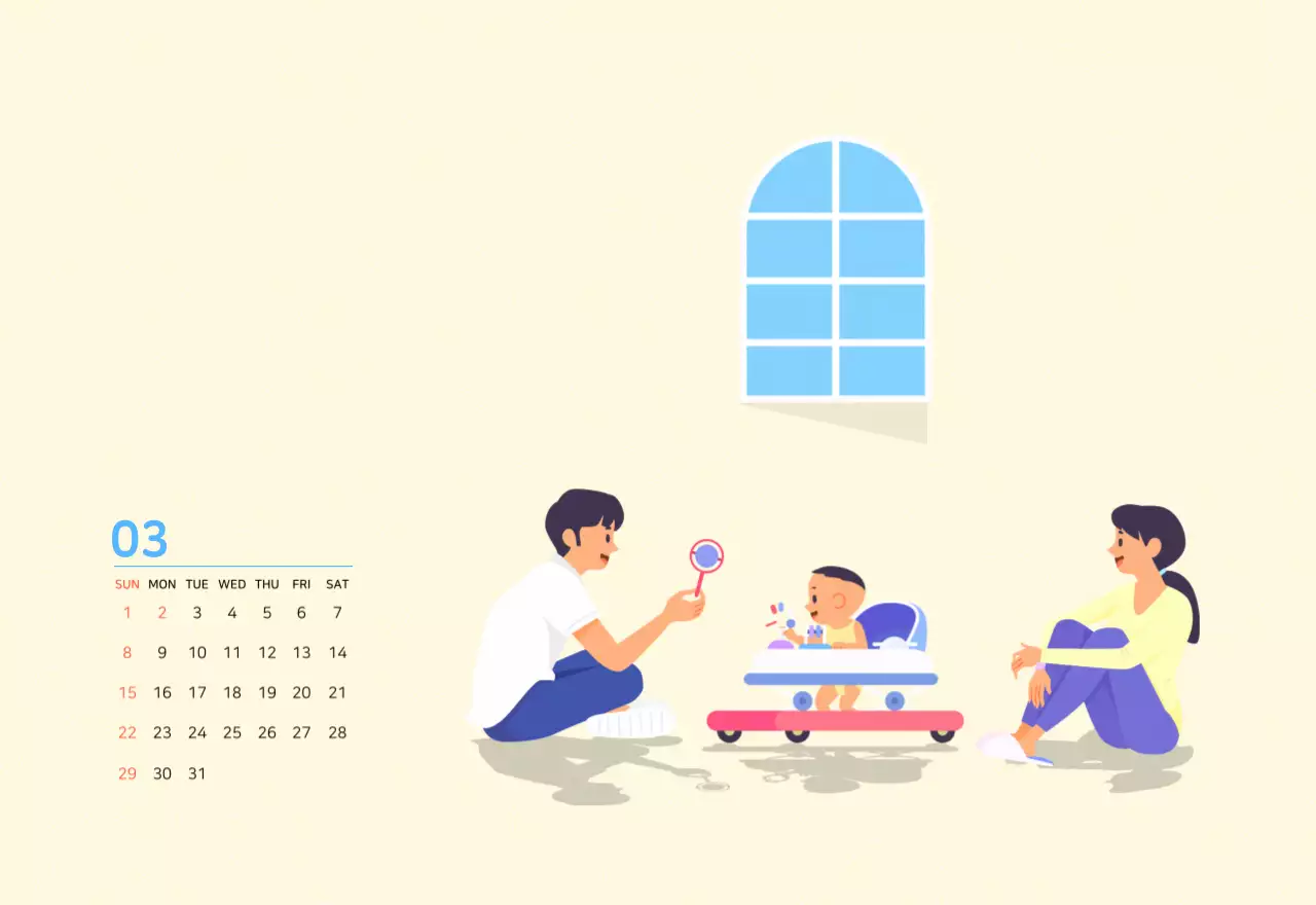 다양한 컬러의 가족 일러스트 컨셉 