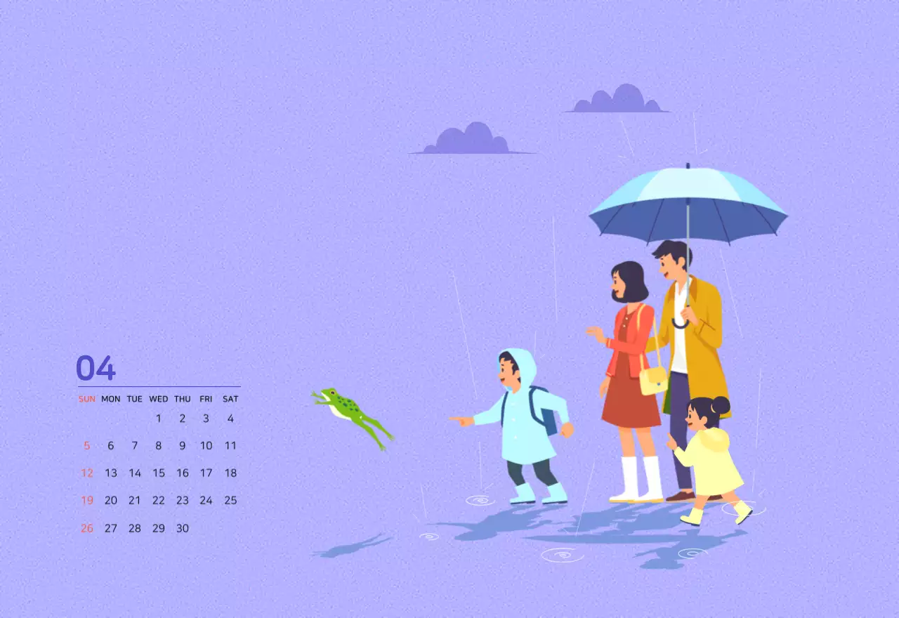 다양한 컬러의 가족 일러스트 컨셉 