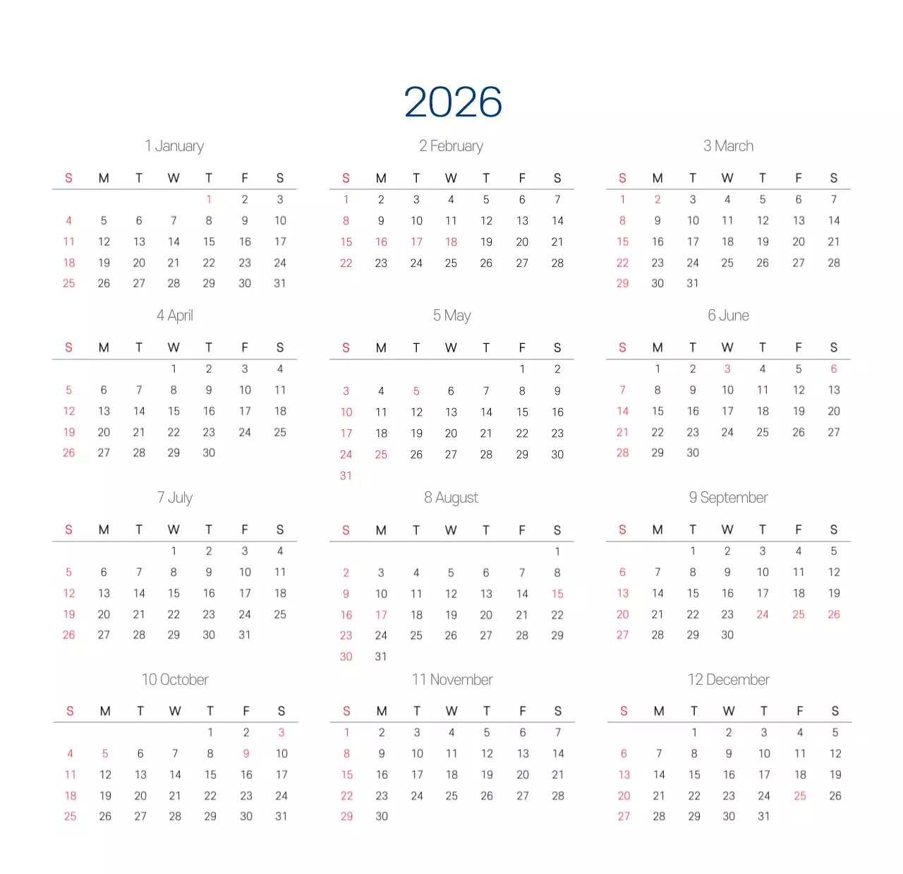 심플한 화이트톤 병원용 탁상달력