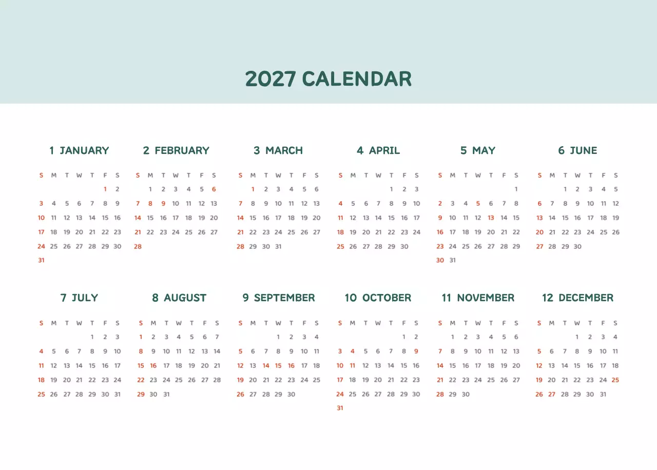 다양한 컬러의 감성적인 일러스트가 들어간 달력