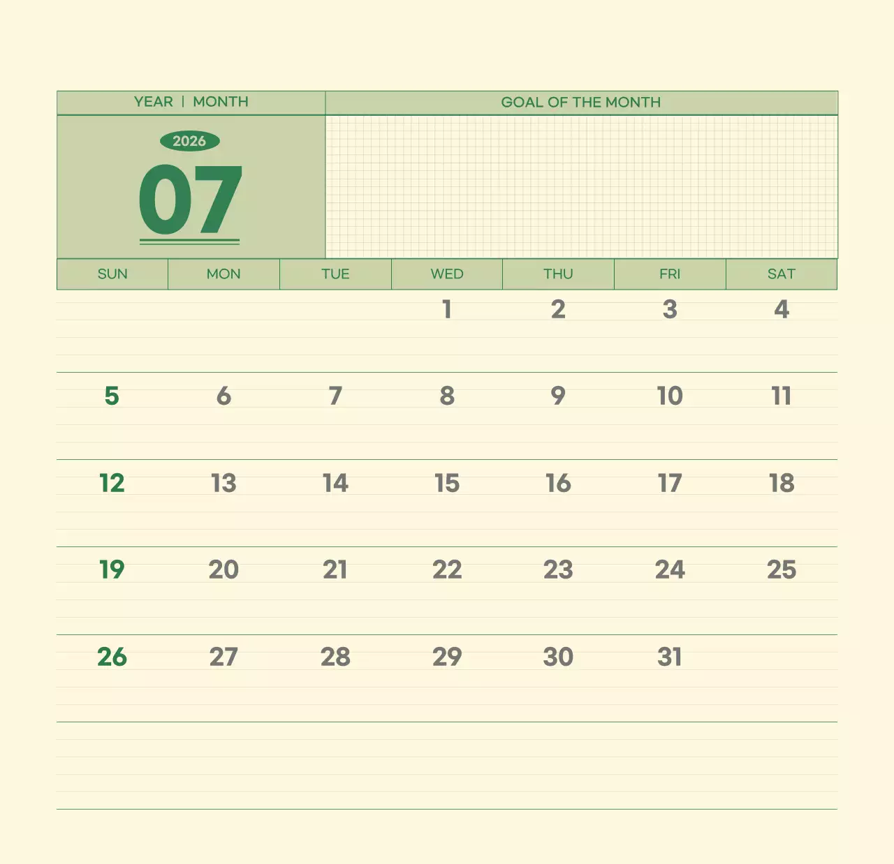 초록색과 연노랑색의 수능 디데이 메모장 컨셉 벽걸이 달력