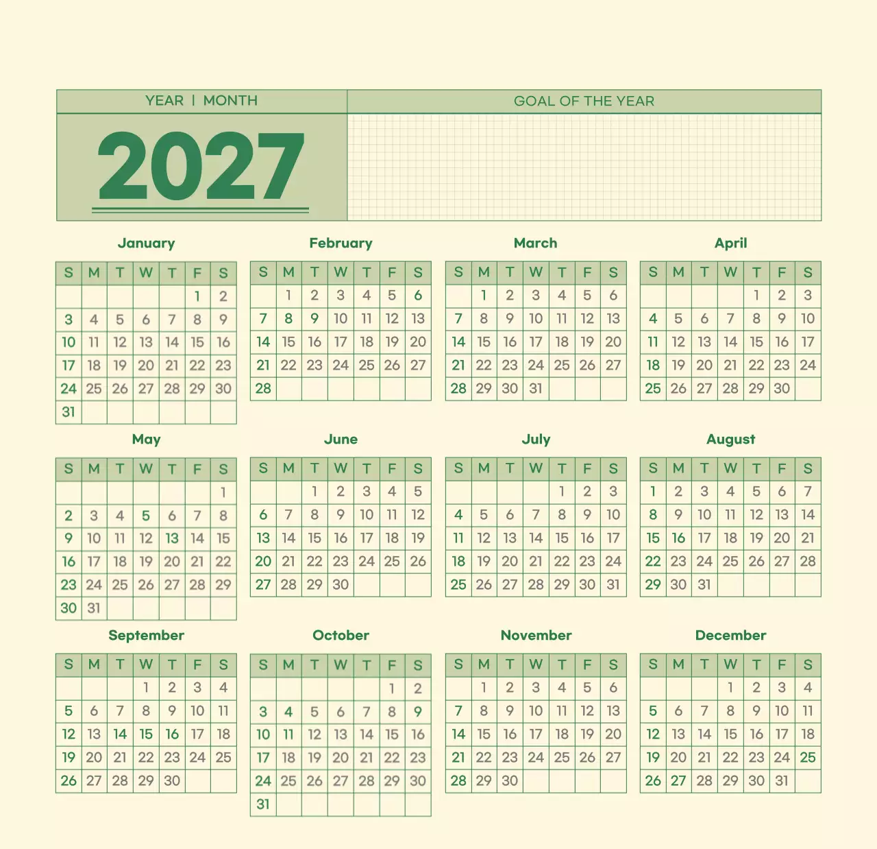 초록색과 연노랑색의 수능 디데이 메모장 컨셉 벽걸이 달력