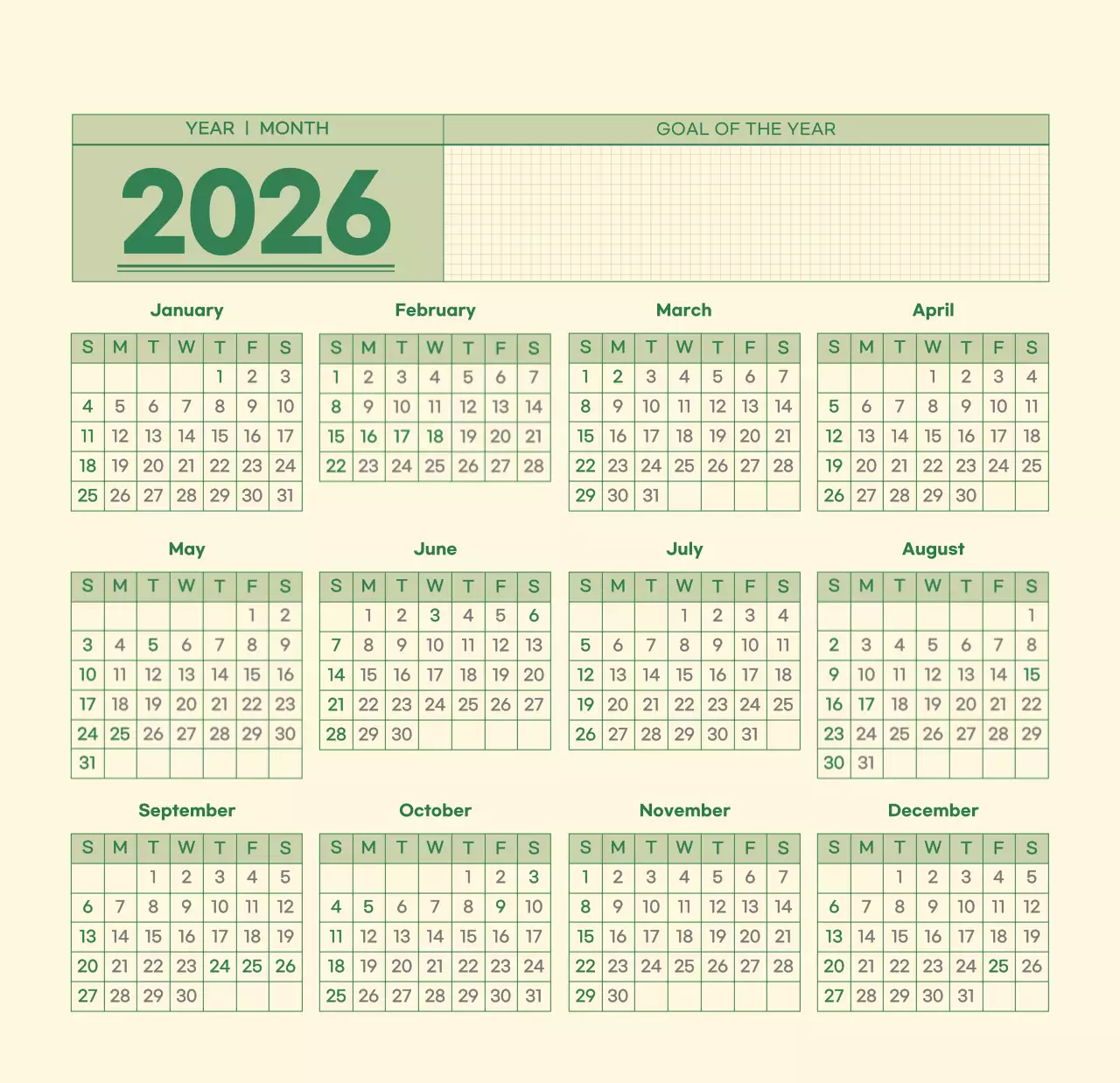 초록색과 연노랑색의 수능 디데이 메모장 컨셉 벽걸이 달력