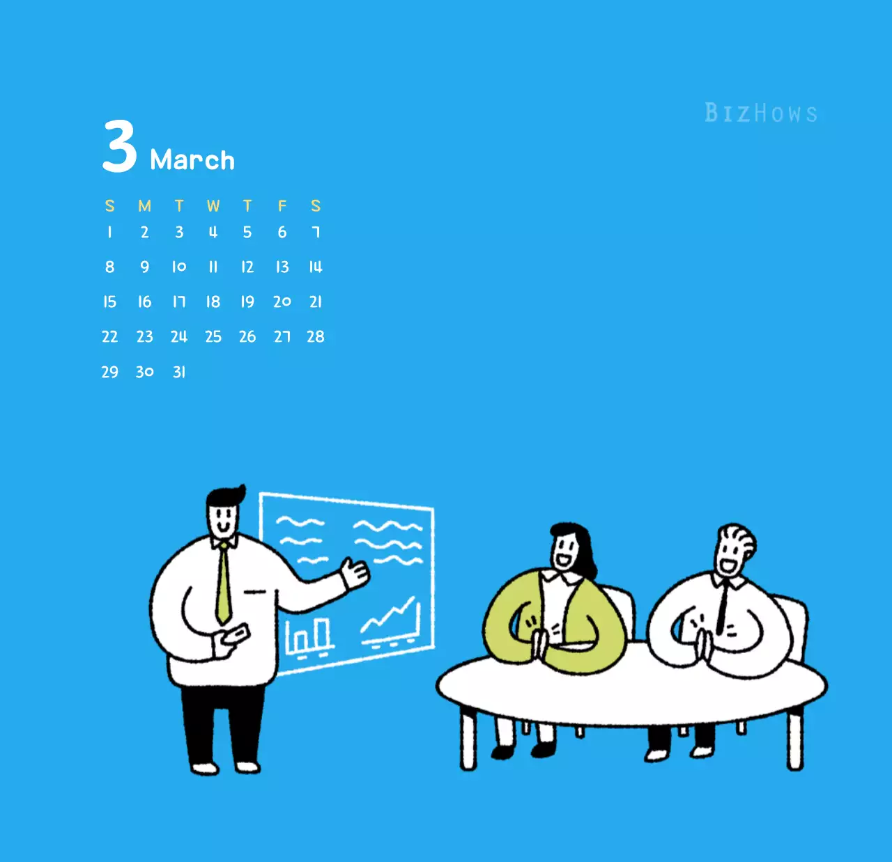 귀여운 일러스트의 신년 달력