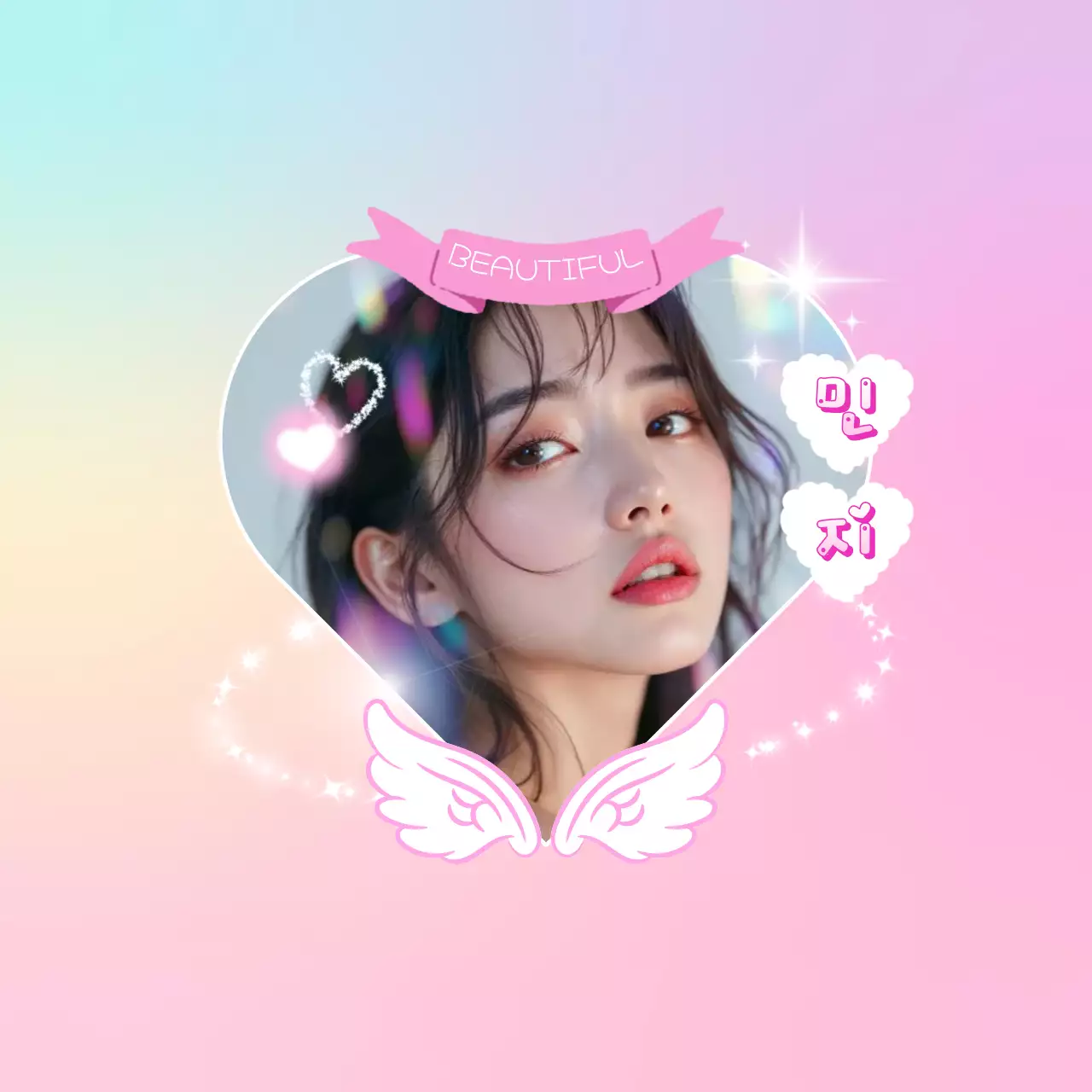 핑크 아기자기한 인생네컷 아이돌