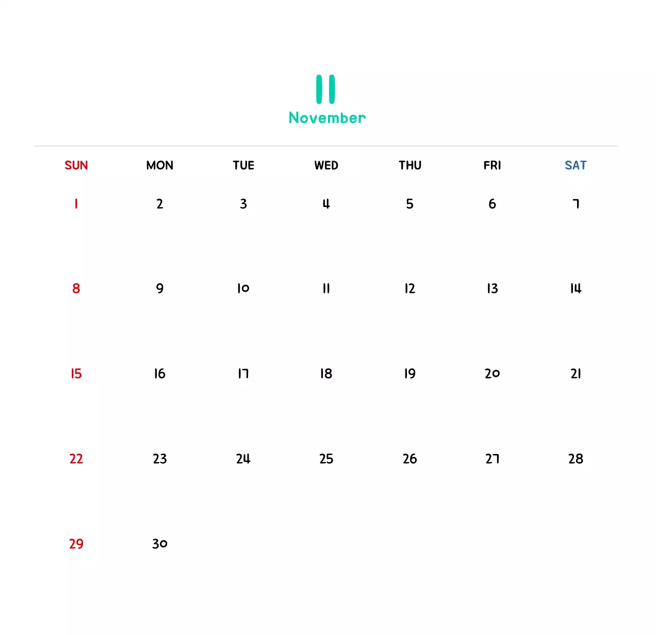 귀여운 일러스트의 신년 달력