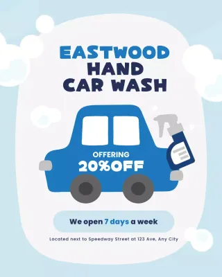 Blue Retro Car Wash Promotion Advertisement Instagram Post