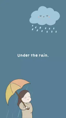 Blue Minimalist Under the Rain Phone Wallpaper