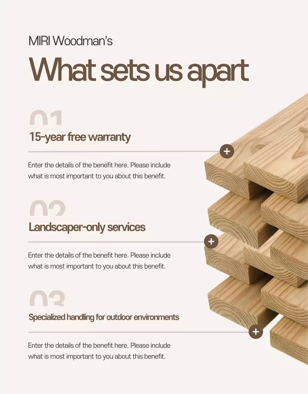 Anúncio de madeira simples bege