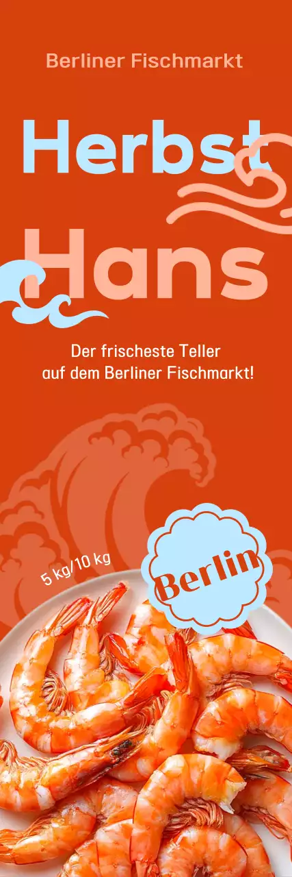 Orangefarbene Retro-Meeresfrüchte-Werbung