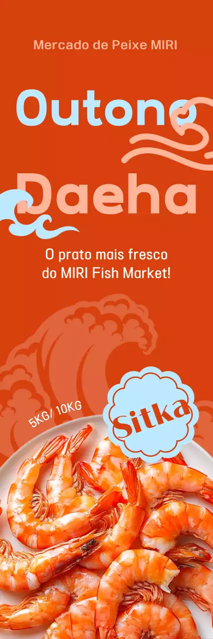 Anúncio de frutos do mar retrô laranja