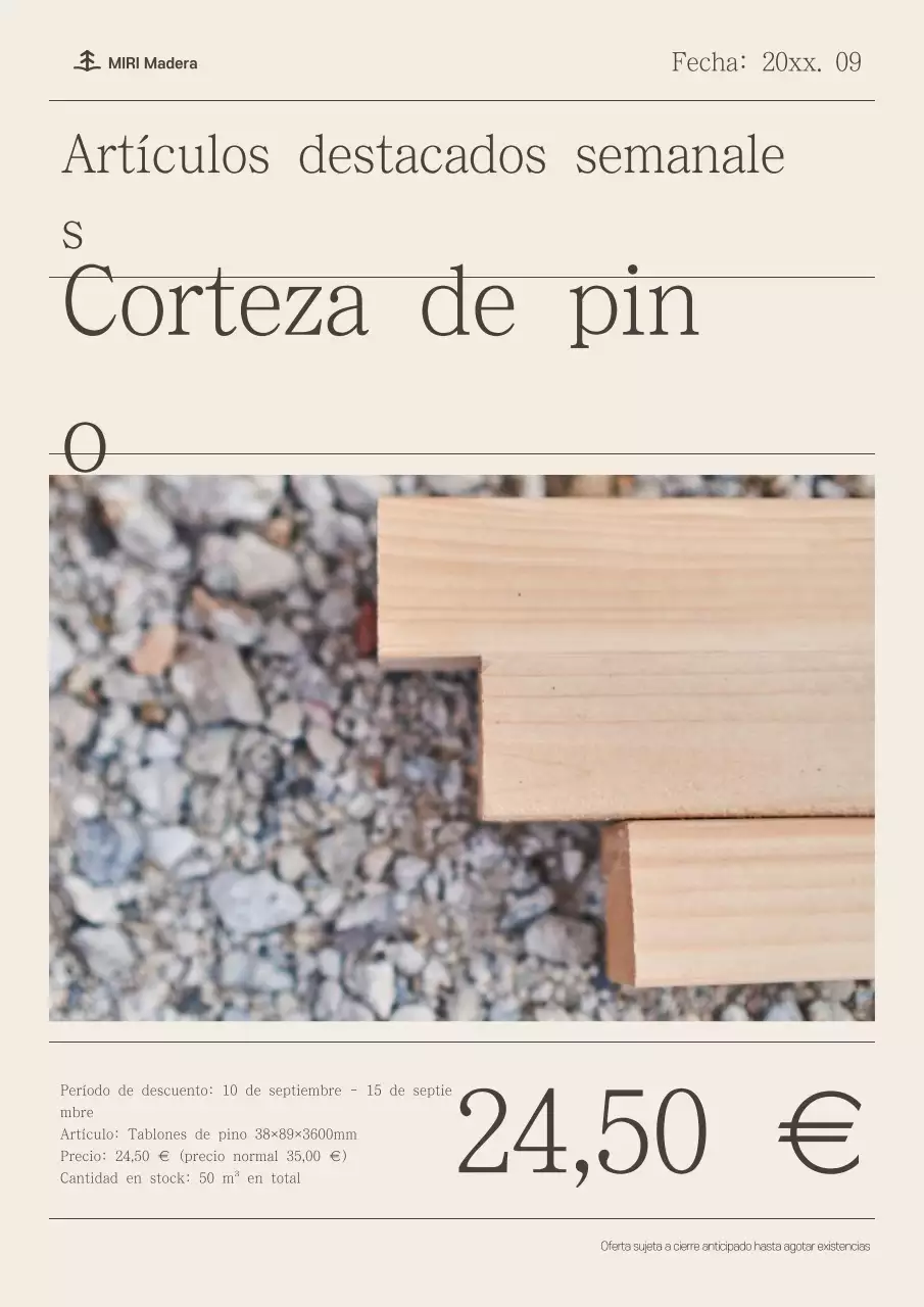 Venta de madera simple beige