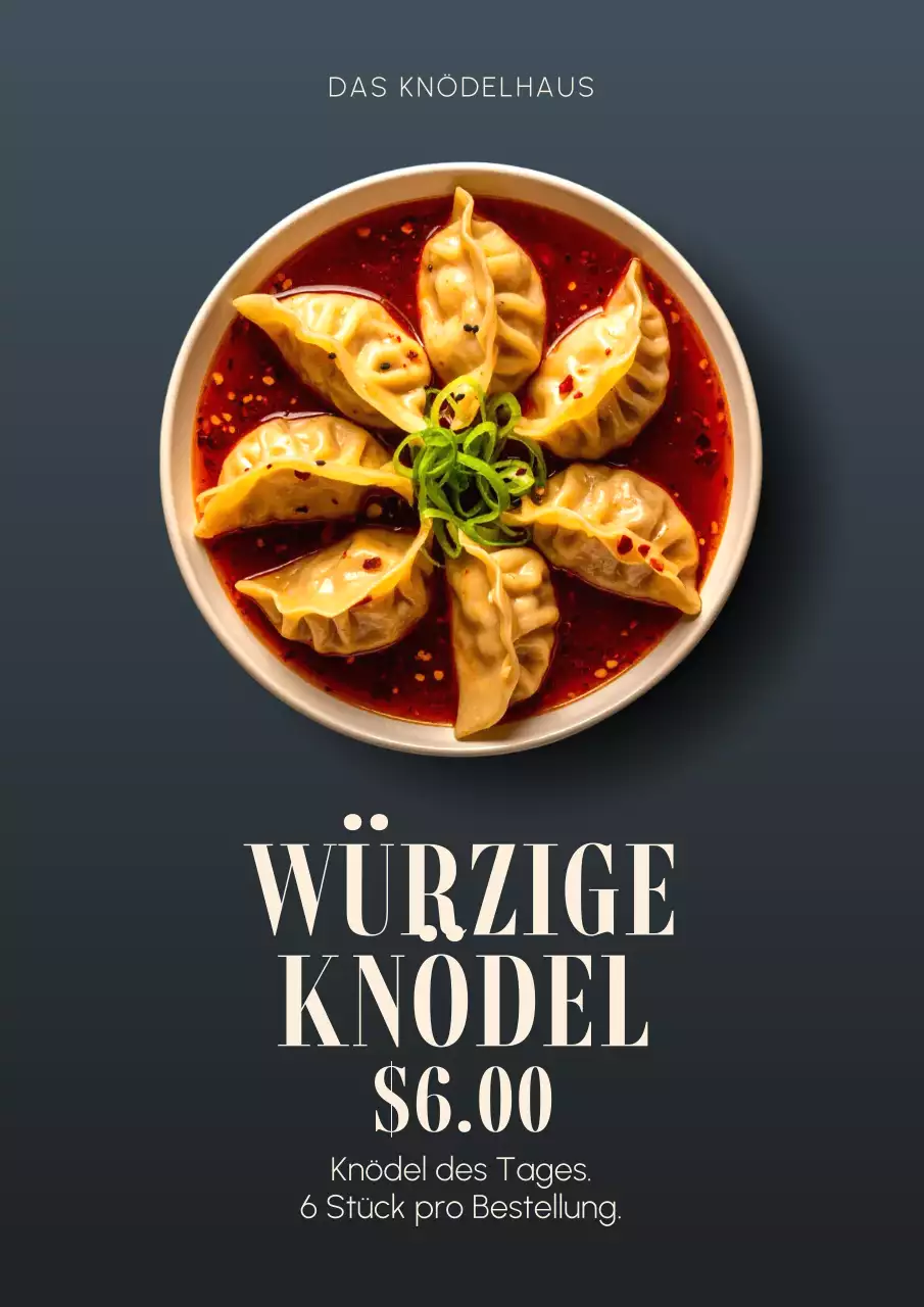 Beiges modernes Knödelmenü Poster