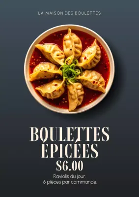 Affiche de menu de raviolis beiges modernes