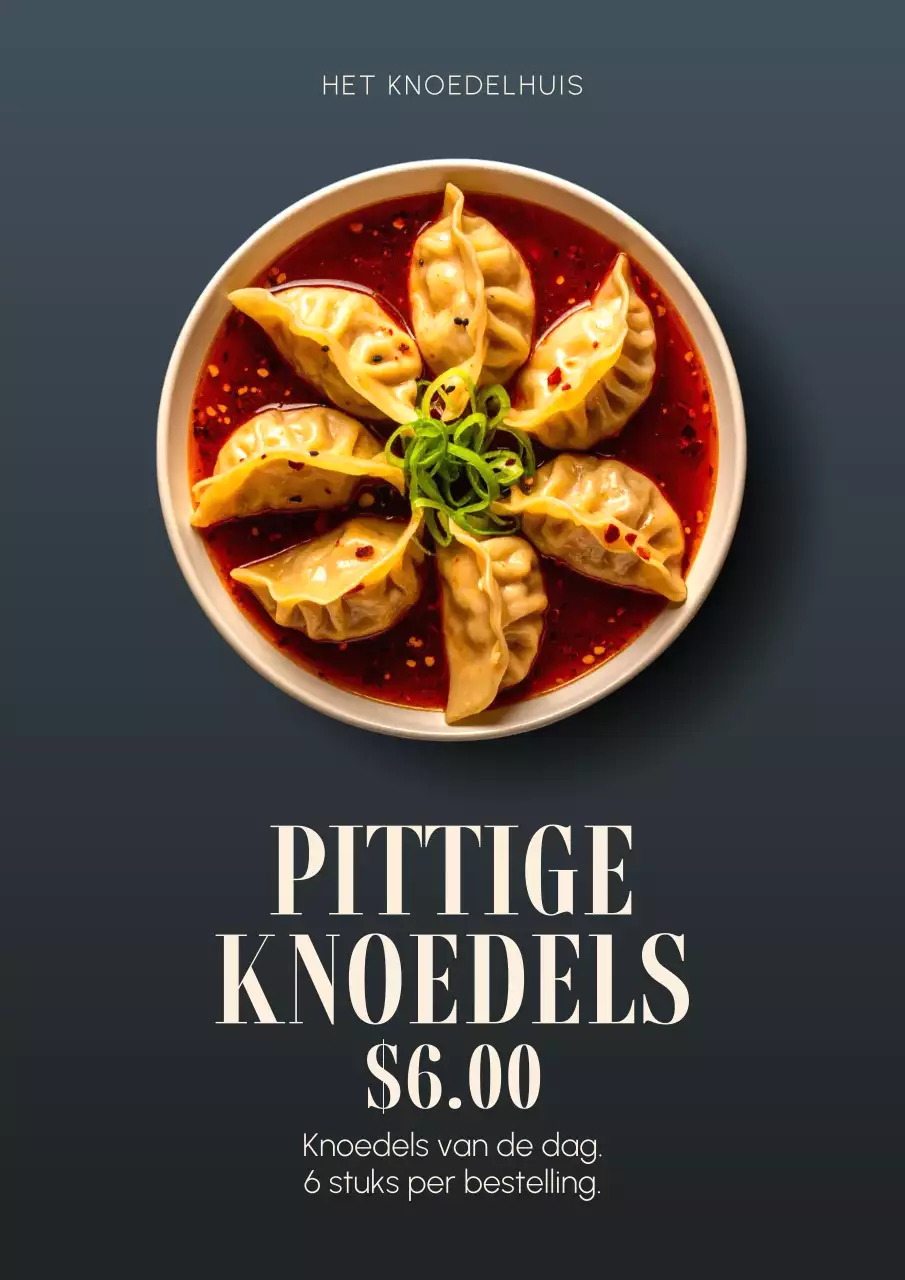 Beige moderne dumplings menuposter