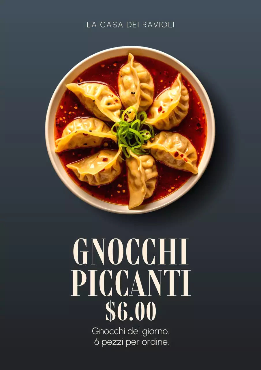 Poster del menu dei ravioli moderni beige