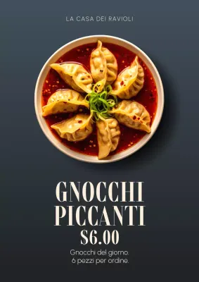 Poster del menu dei ravioli moderni beige
