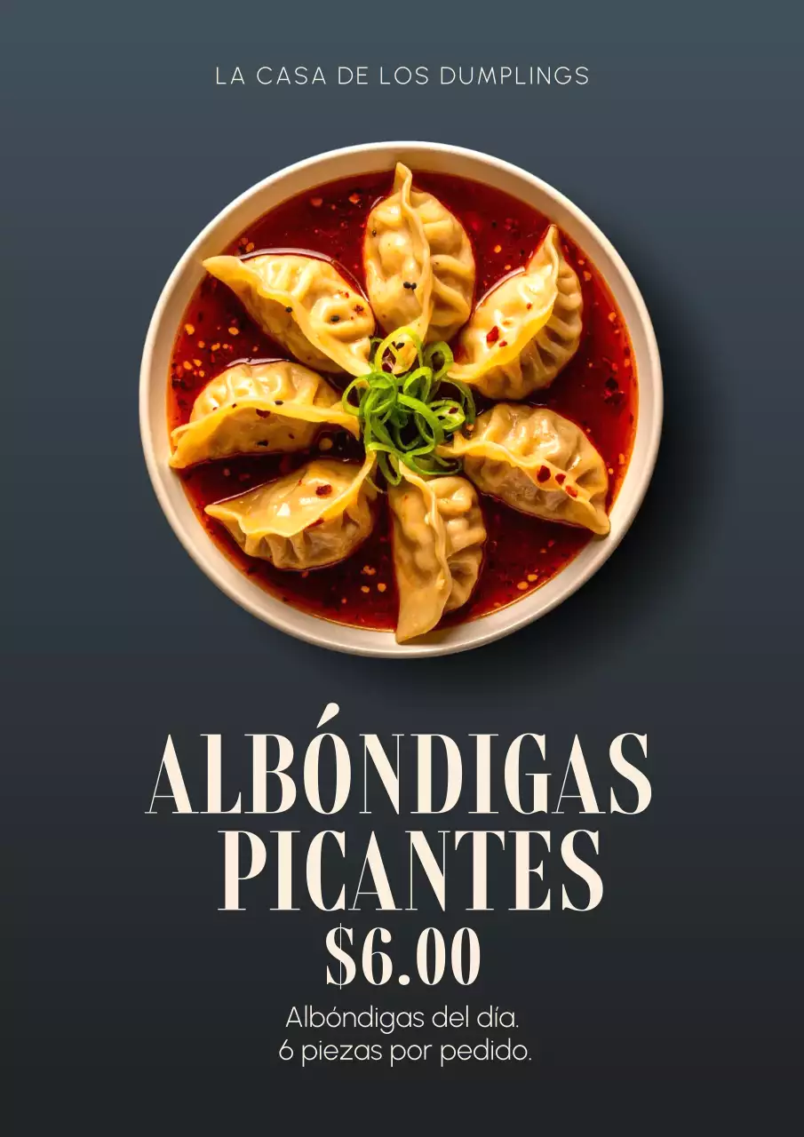 Póster del menú de dumplings modernos en beige