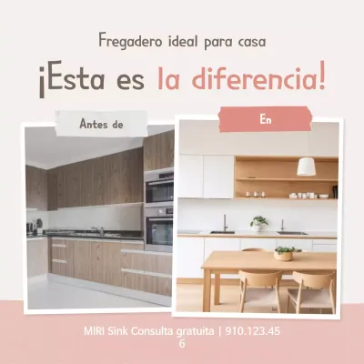 Anuncio de remodelación de cocina sencilla en color beige