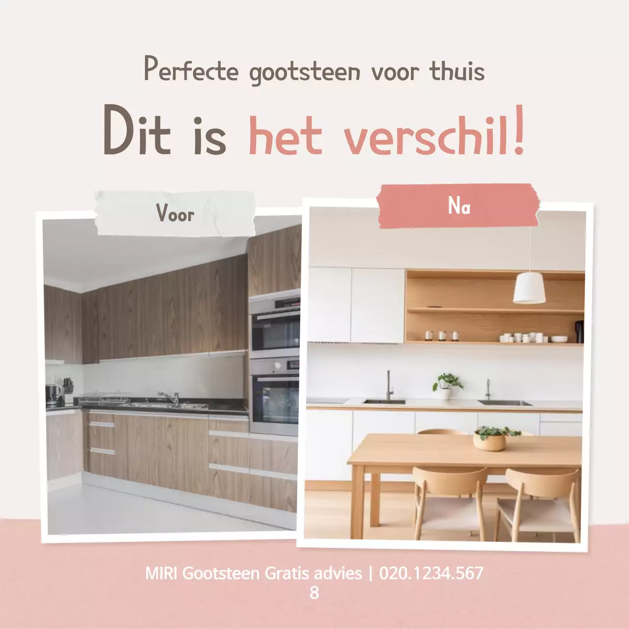 Advertentie voor een eenvoudige beige keukenrenovatie