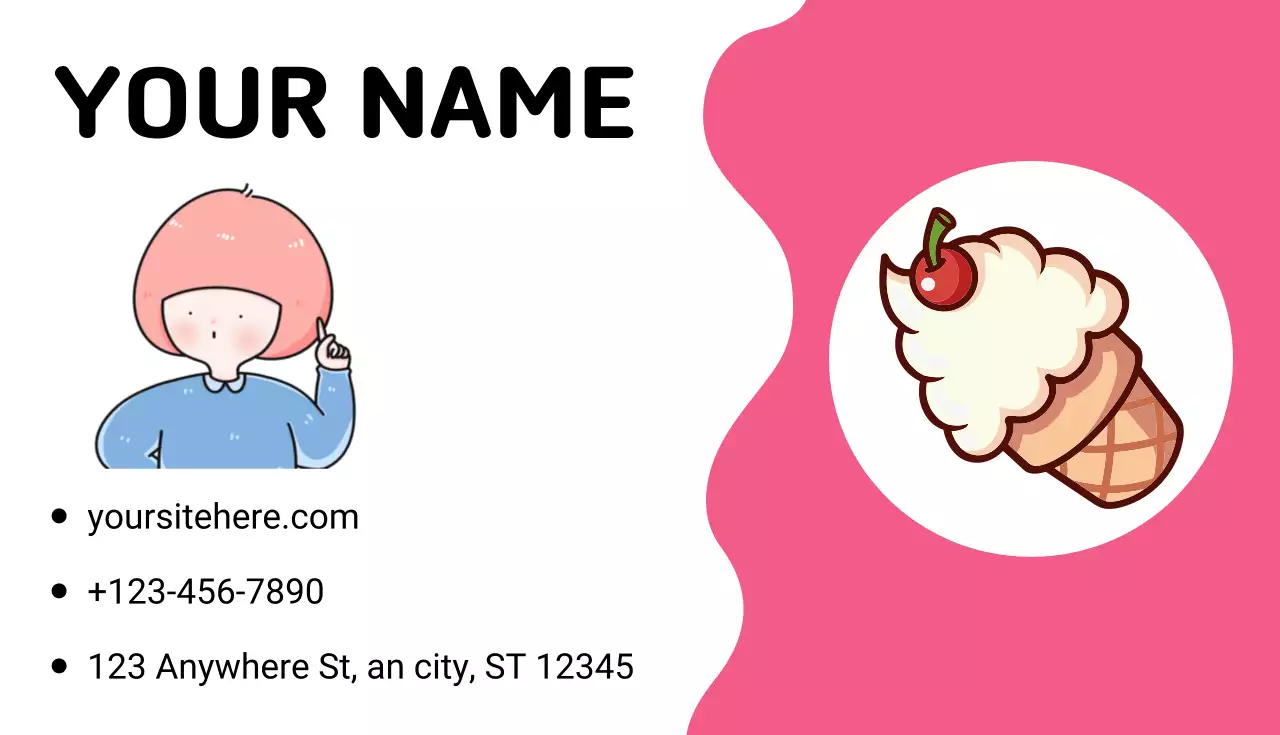 pink cute ice cream busniess card