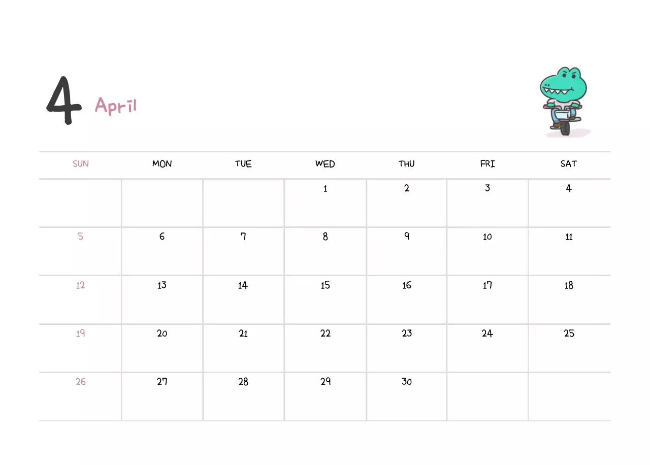 귀여운 아고 일러스트 컨셉의 캘린더