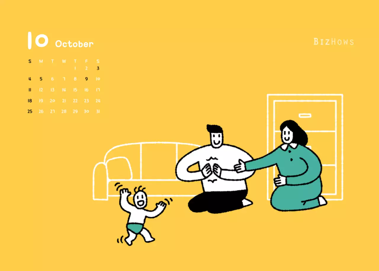 귀여운 일러스트의 신년 달력