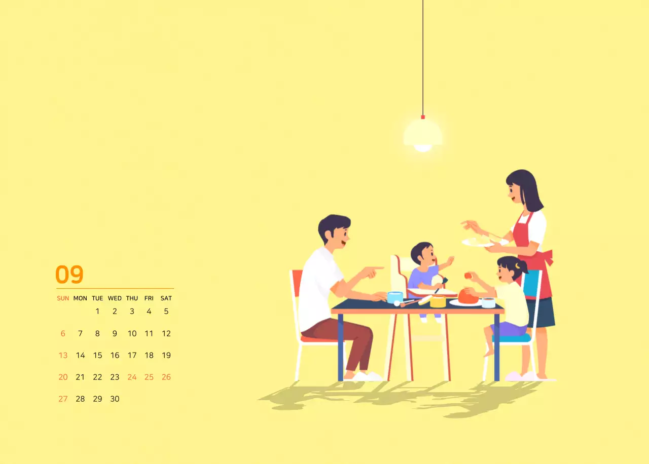 다양한 컬러의 가족 일러스트 컨셉 