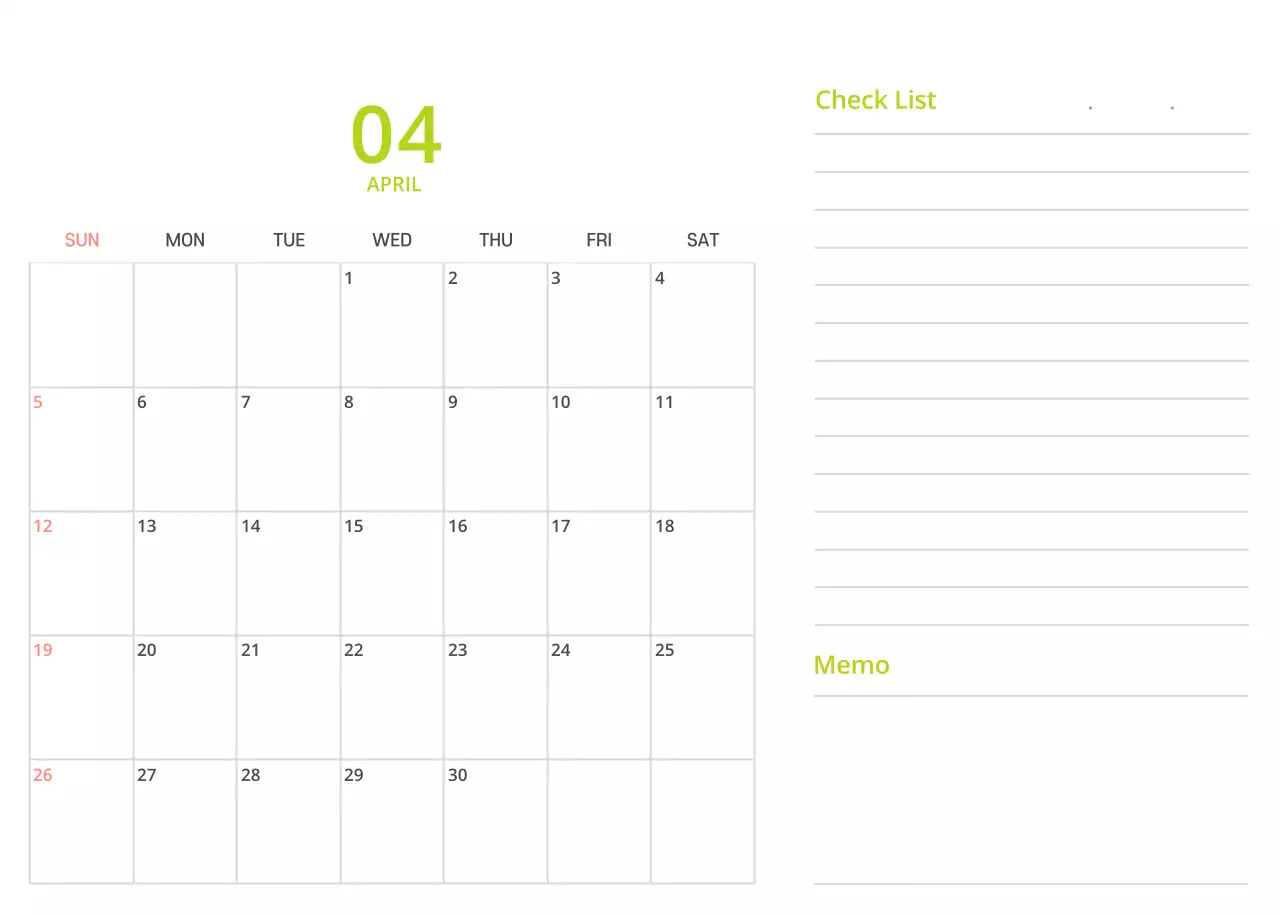 귀여운 일러스트 초록색 가족테마 탁상달력