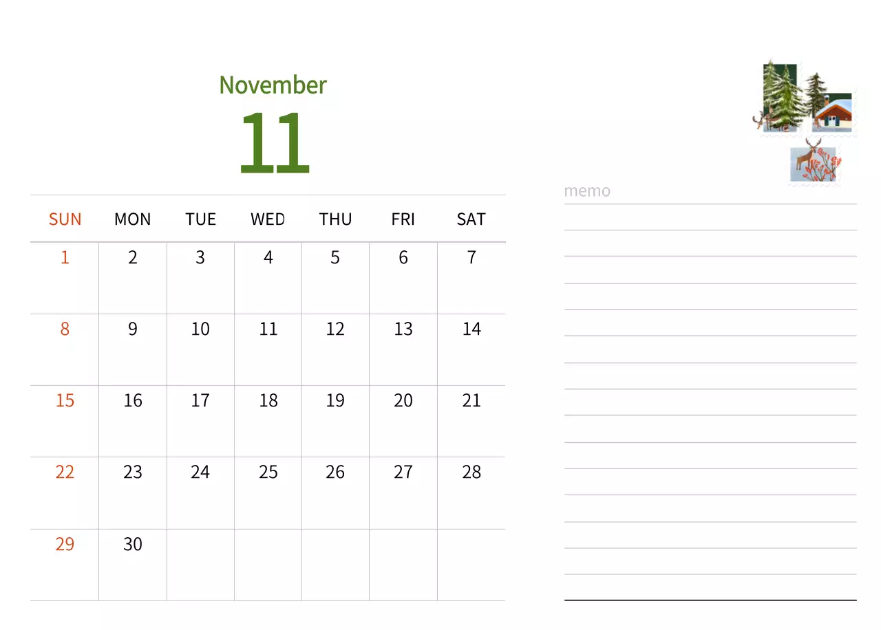따뜻한 컨셉의 우표 일러스트