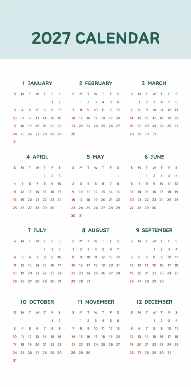 다양한 컬러의 감성적인 일러스트가 들어간 달력