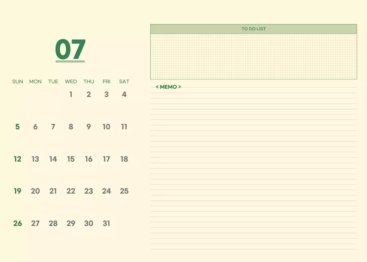 초록색과 연노랑색의 수능 디데이 메모장 컨셉 벽걸이 달력