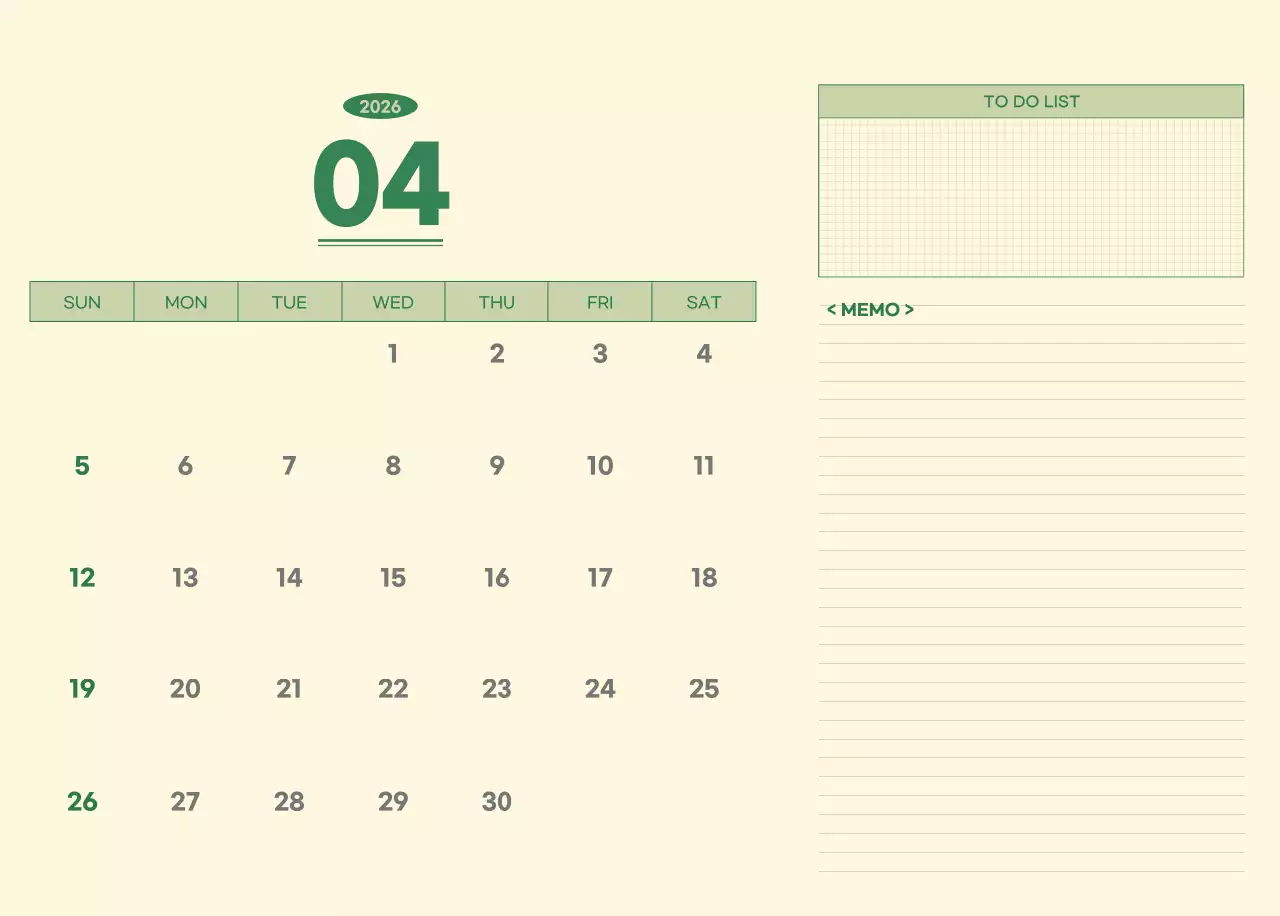 초록색과 연노랑색의 수능 디데이 메모장 컨셉 벽걸이 달력