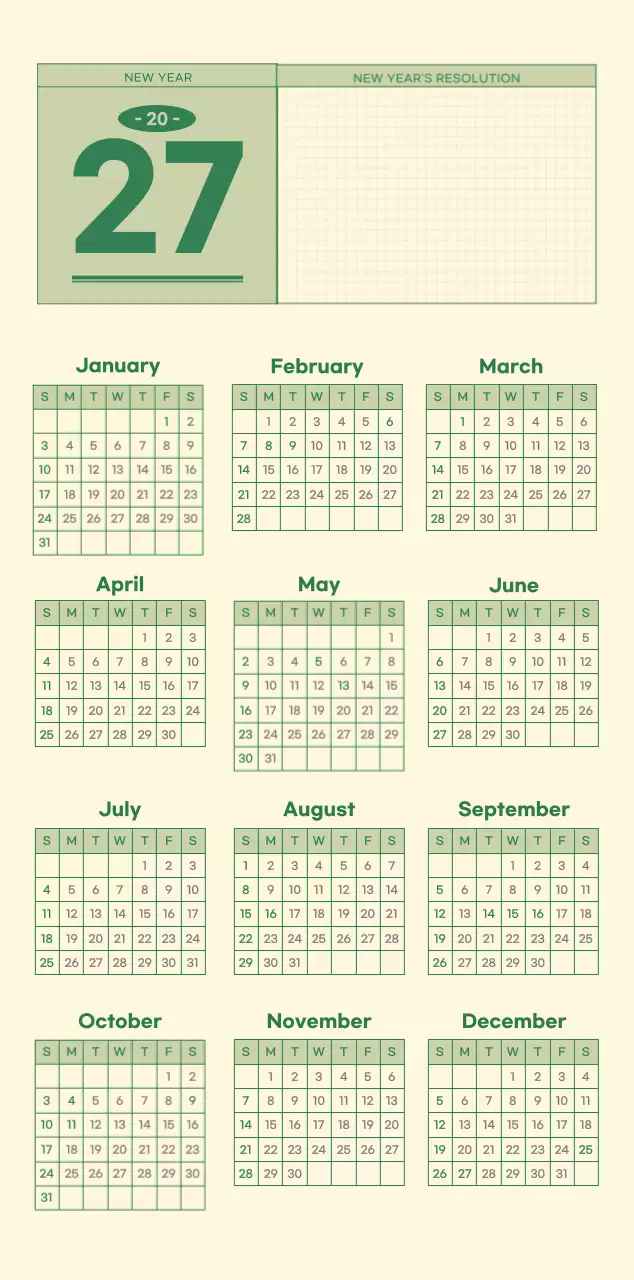 초록색과 연노랑색의 수능 디데이 메모장 컨셉 벽걸이 달력