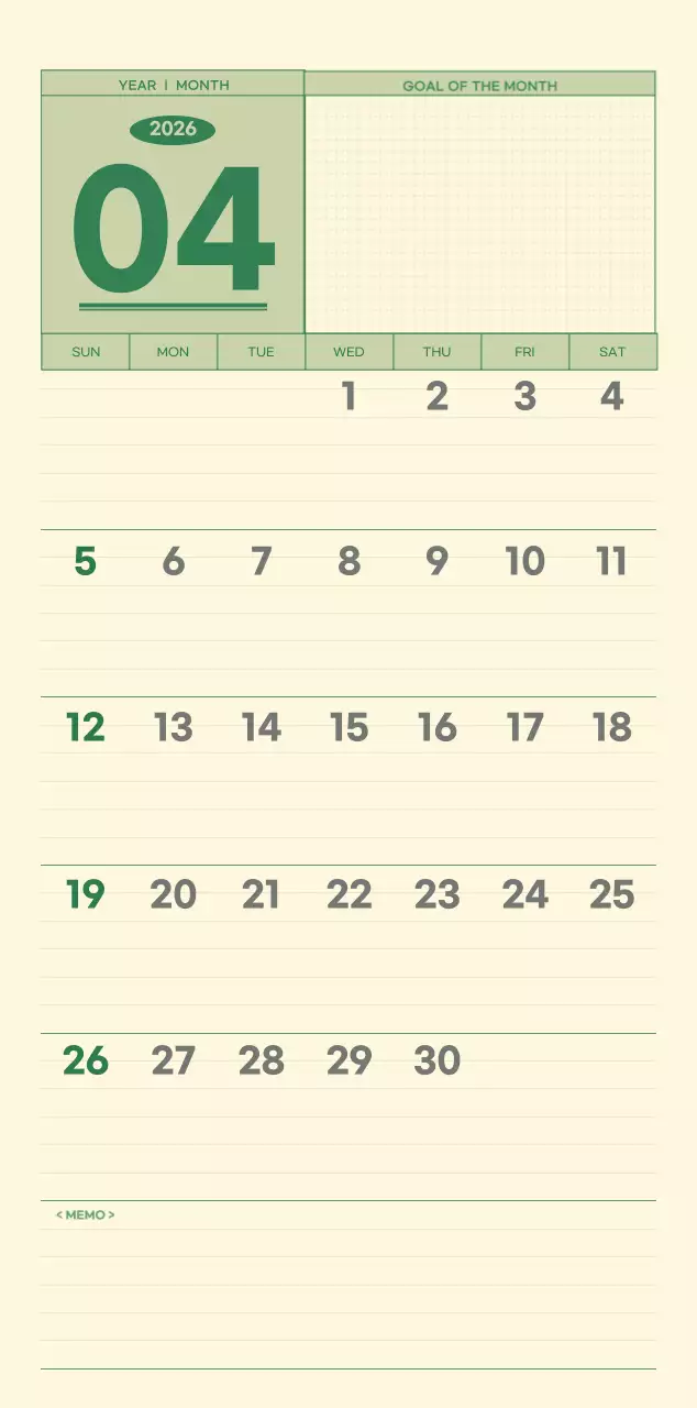 초록색과 연노랑색의 수능 디데이 메모장 컨셉 벽걸이 달력