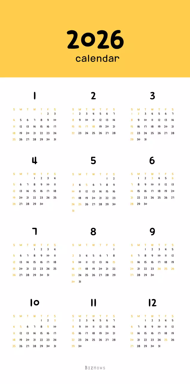 귀여운 일러스트의 신년 달력