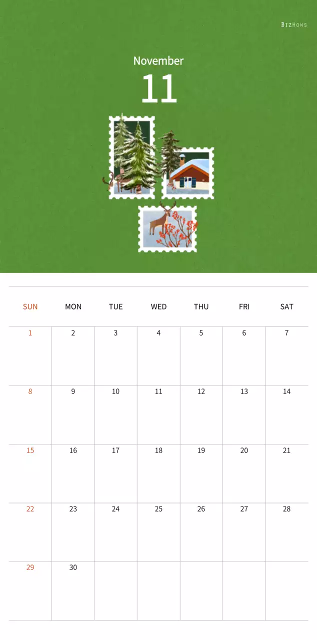 따뜻한 컨셉의 우표 일러스트