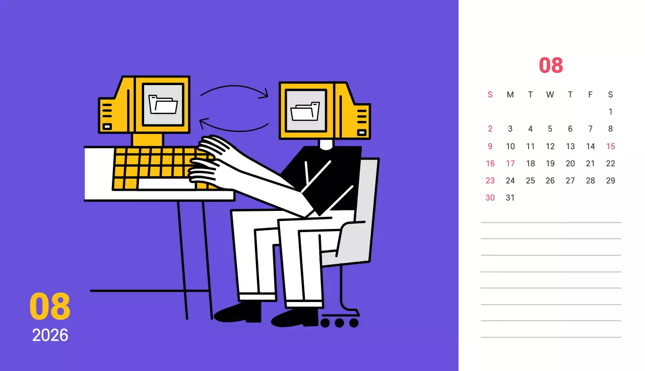 보라색 배경에 깔끔한 라인 일러스트