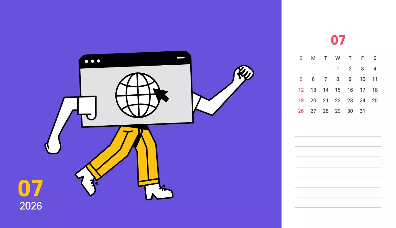 보라색 배경에 깔끔한 라인 일러스트