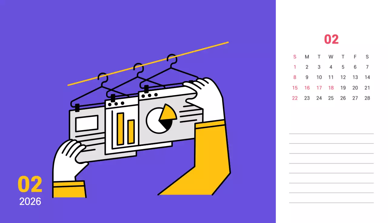 보라색 배경에 깔끔한 라인 일러스트