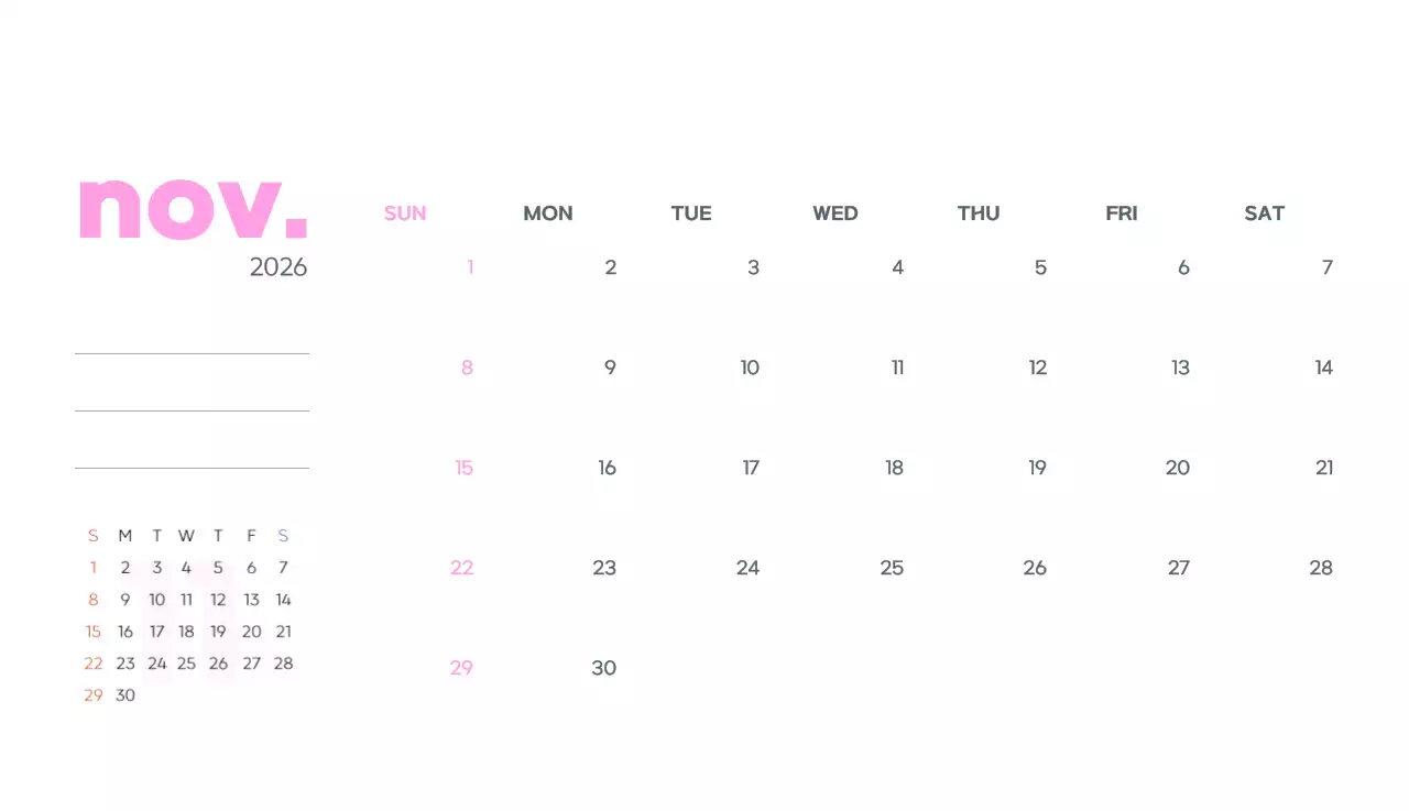 아기자기한 일러스트가 있는 업무용 달력