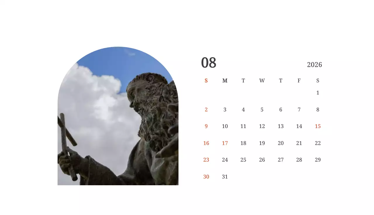 풍경 속 교회가 돋보이는 사진들로 이루어진 달력