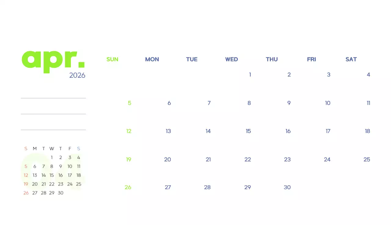 아기자기한 일러스트가 있는 업무용 달력