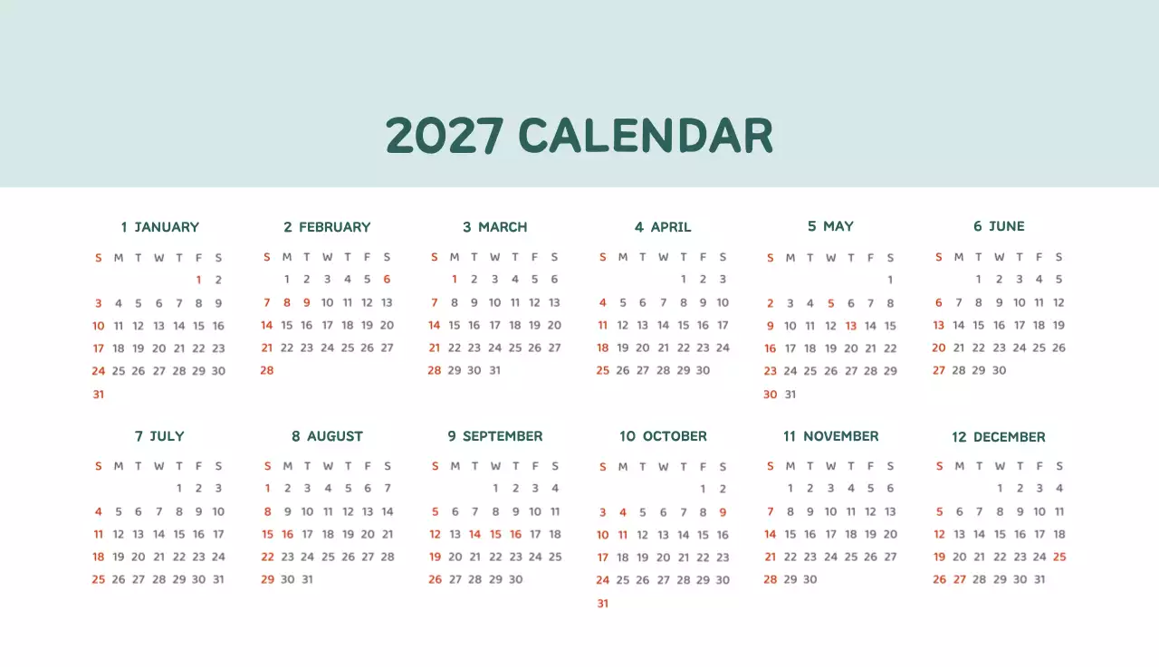 다양한 컬러의 감성적인 일러스트가 들어간 달력